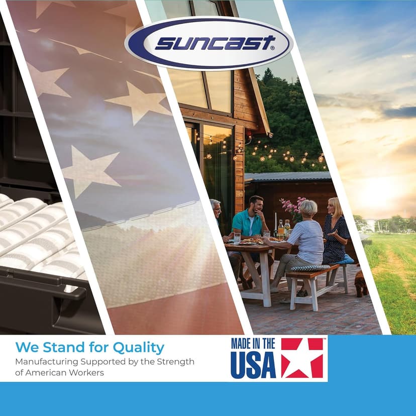 Suncast 33 Gallon Commercial Outdoor Trashcan Hideaway with Lid for 30 to 33 Gallon Trash Bags for Garage, Backyard, or Garden, Brown