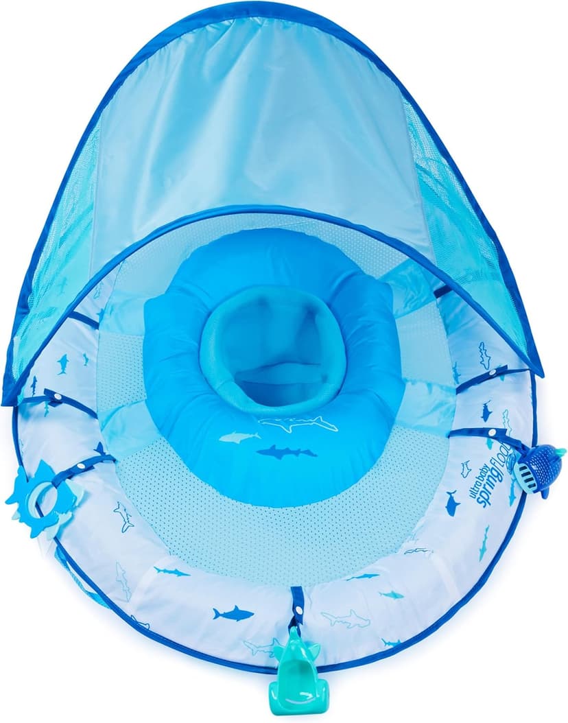 Swimways Ultra Baby Spring Float, Premium Inflatable Baby Pool Float with Sun Canopy, Fast Inflation & Carry Bag (9-24 Months), Mermaid Toys for Kids
