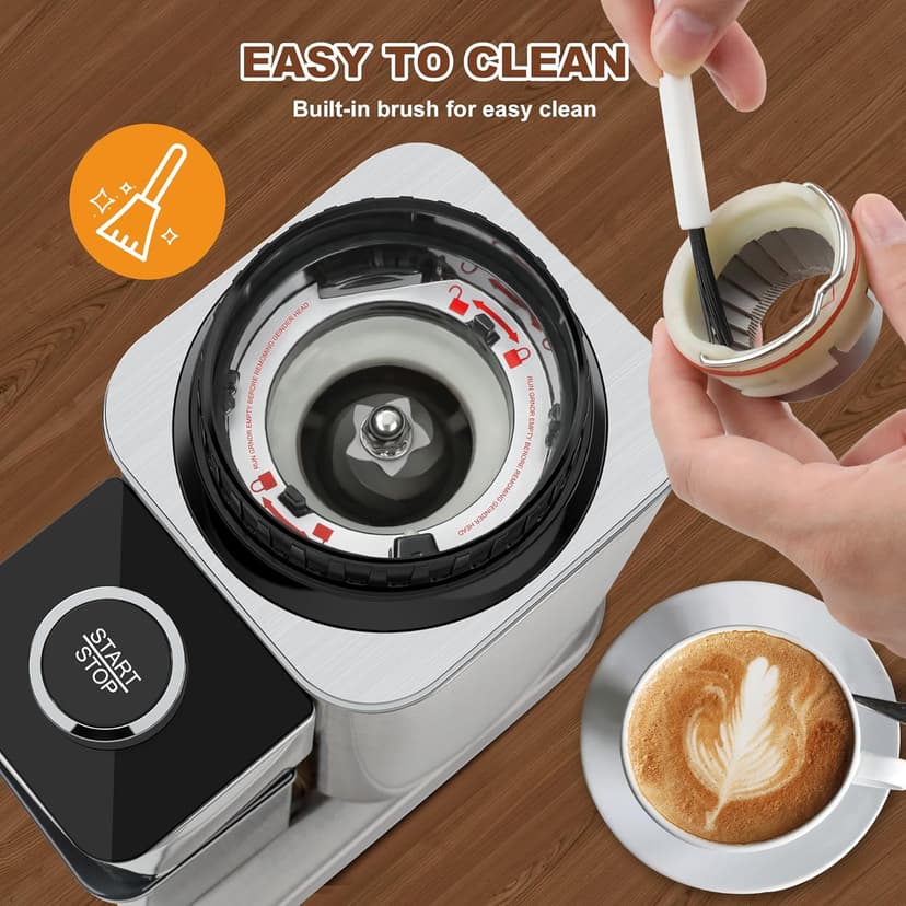 Conical Burr Coffee Grinder Electric, Espresso Coffee Bean Grinder for Home Use Adjustable 48 Grind Settings, 35s Precision Timer, Stainless Steel, Anti-Static for Pour Over/Drip/French Press