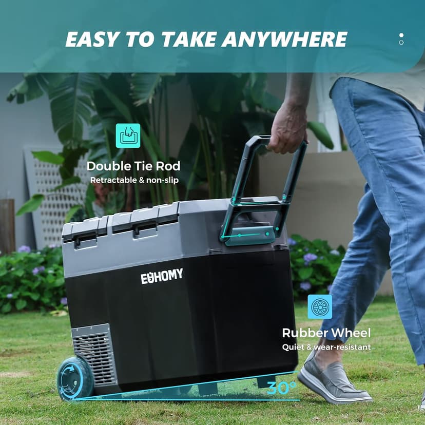 EUHOMY 12 Volt Refrigerator with Ice Maker, 48QT(45L) Electric Cooler Usable Battery Dual Zone, Car Refrigerator APP Control, 12V Fridge 12/24V DC 110-240V AC for Camping, Travel, Outdoor, Home