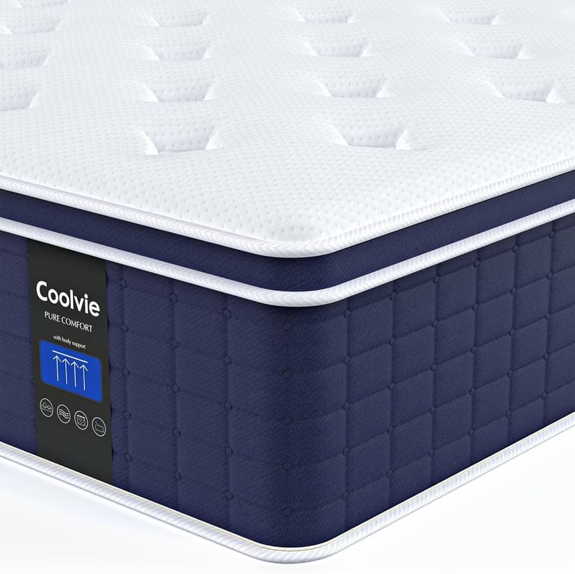 Coolvie Full Size Mattress 14 Inch, Hybrid Full Mattress in a Box, 4 Layer Premium Foam with Pocket Springs for Motion Isolation and Pressure Relieving, Medium Firm Feel, 100-Night Trial
