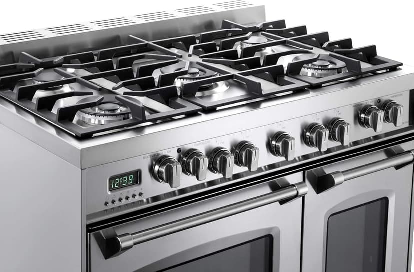 Verona VPFSGE365DSS 36" Prestige Series Freestanding Dual Fuel Range with Double Oven 5 Sealed Burners Oven Racks and Cast-Iron Grates in Stainless Steel