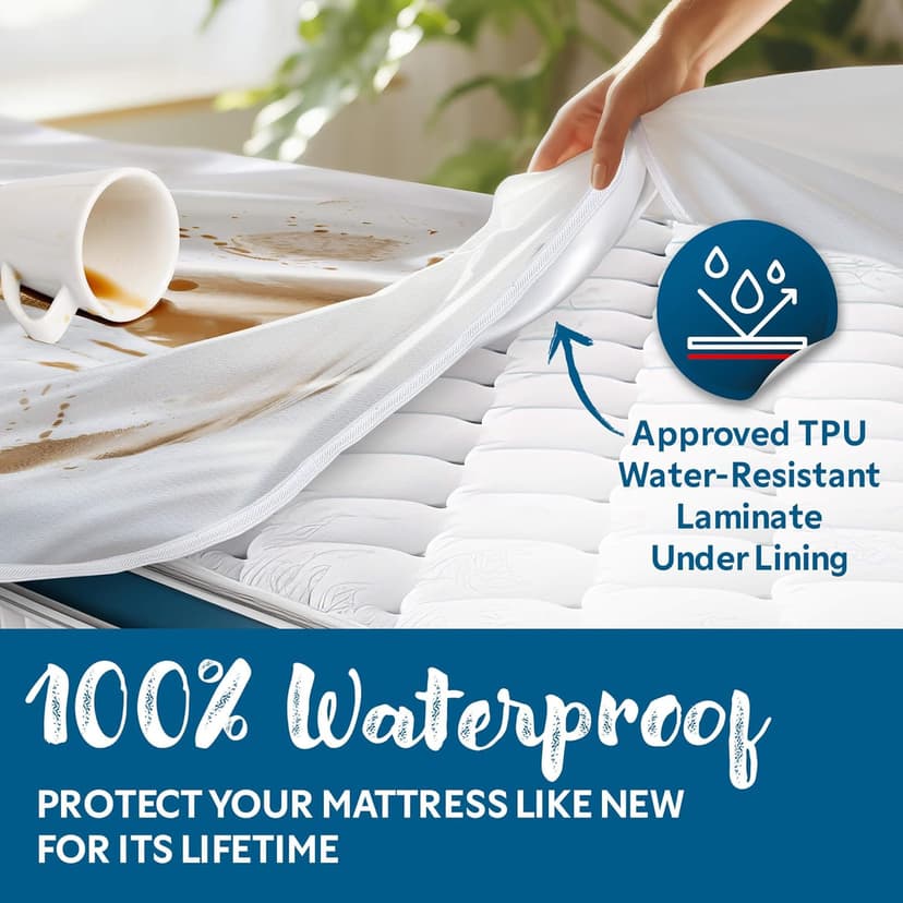 Guardmax Zippered Mattress Encasement - Queen Size - 100% Waterproof and Bed Bug Proof Mattress Protector - 6 Sided Absorbent Mattress Cover - Bed Sheet is Soft, Breathable, and Hypoallergenic.