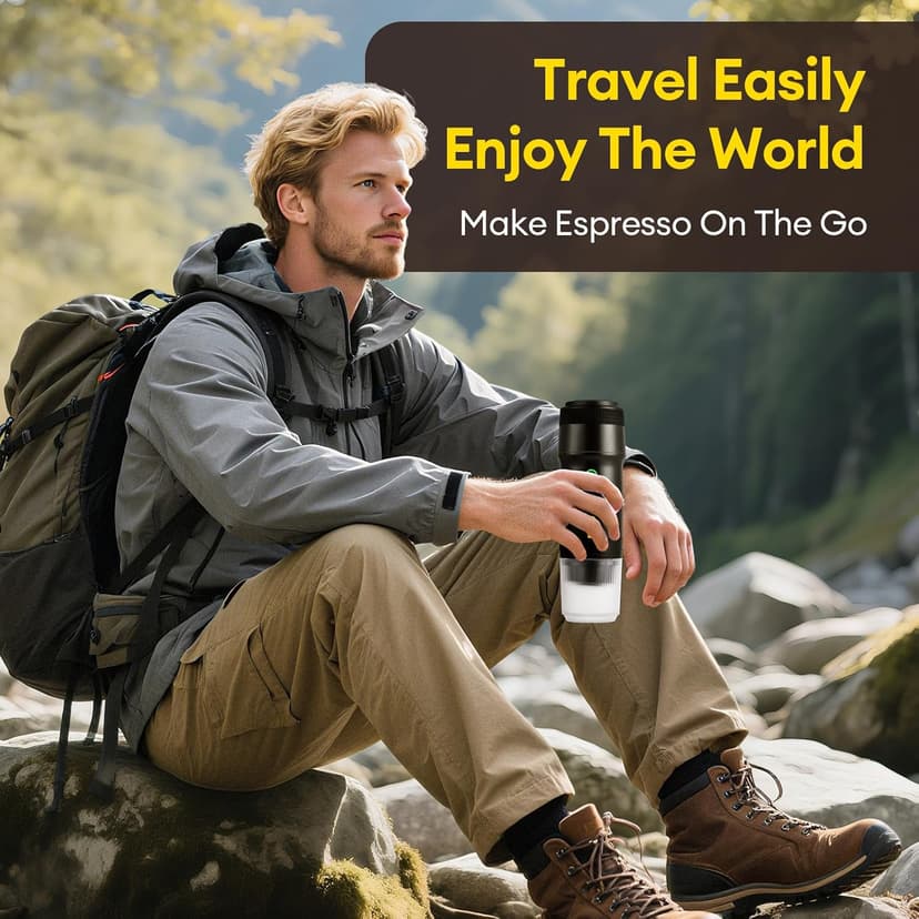 𝟯 𝗶𝗻 𝟭 Portable Coffee Maker for Travel, 20 Bar Portable Espresso Machine with USB,Travel Coffee Maker Self-Heating, Compatible with Ground Coffee & Capsule for Hiking,Office,RV（Upgrade）