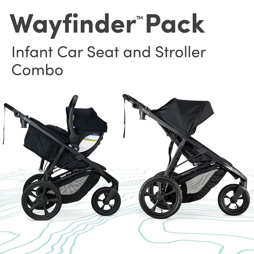 BOB Gear Wayfinder Travel System, Infant Car Seat and Stroller Combo, Nightfall