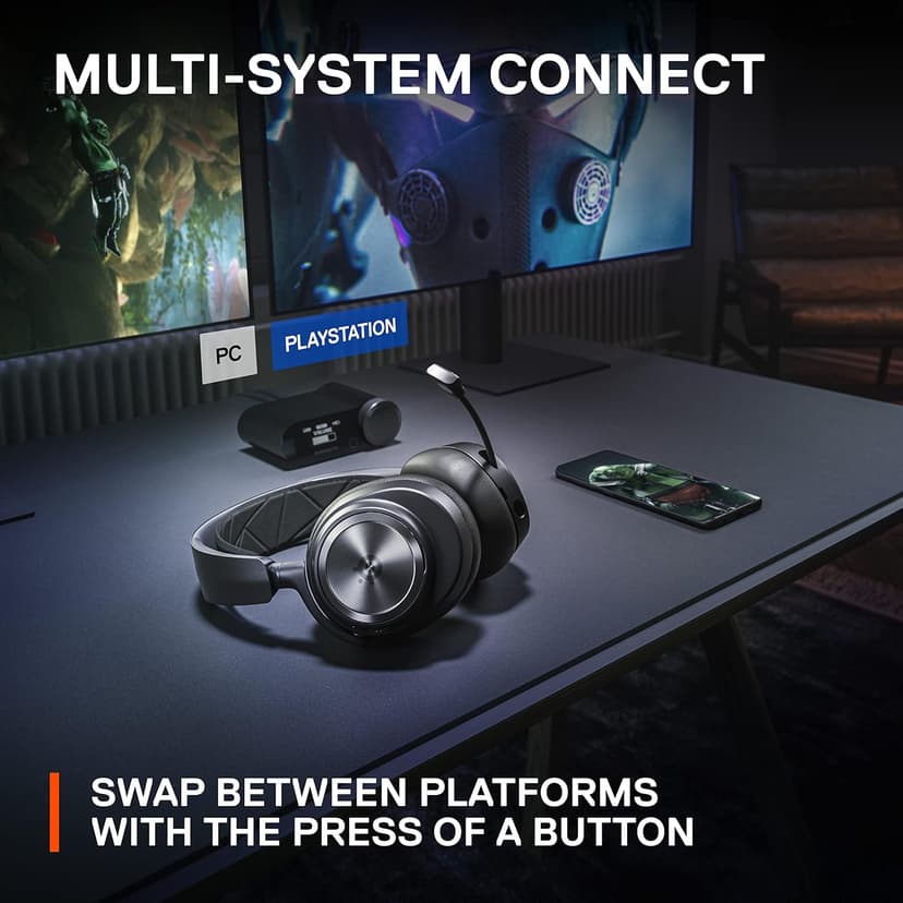 SteelSeries Arctis Nova Pro Wireless Multi-System Gaming Headset - Premium Hi-Fi Drivers - Active Noise Cancellation - Infinity Power System - Stealth Retractable Mic - PC, PS5/PS4, Switch, Mobile