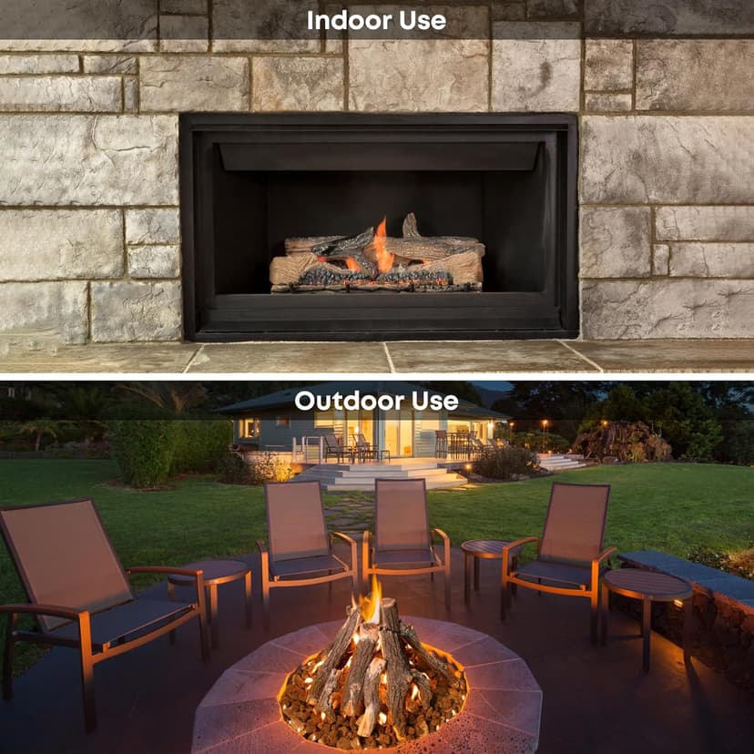 Stanbroil Large Ceramic Gas Logs, 10 Piece Set of Decoration Ceramic Wood Logs for All Types of Ventless, Gel, Ethanol, Electric, Gas Inserts, Propane, Indoor or Outdoor Fireplaces & Fire Pits