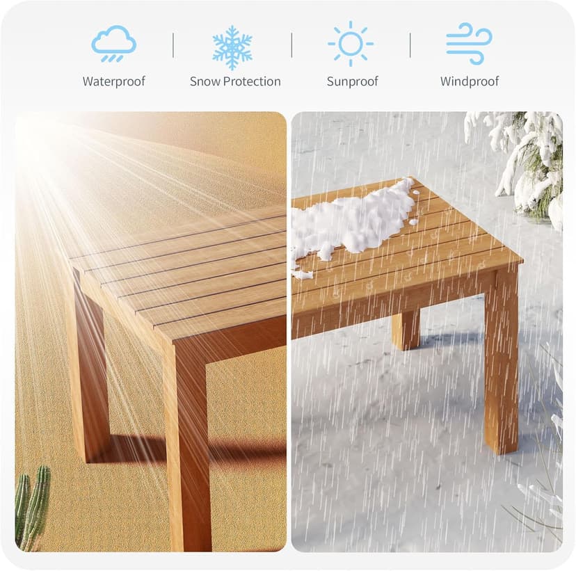 ZHUSI Patio Table and Chairs Set, Outdoor Table and Chairs,HDPE Outdoor Dining Set with Umbrella Hole for Backyard, Poolside
