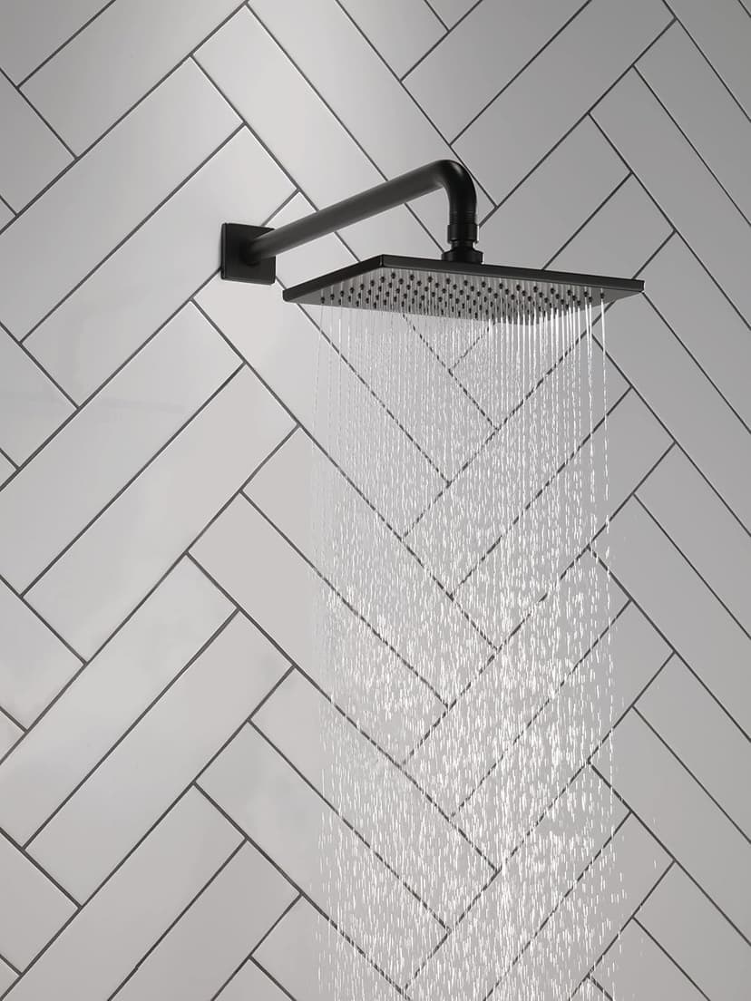 DELTA FAUCET Rain Shower Head, Rainfall Shower Head, Matte Black Shower Head Rainfall