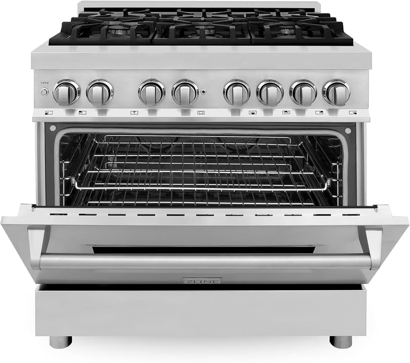 ZLINE 36 in. 4.6 cu. ft. Legacy Dual Fuel Range with 6 Burner Gas Cooktop and Electric Convection Oven in Stainless Steel (RA36)