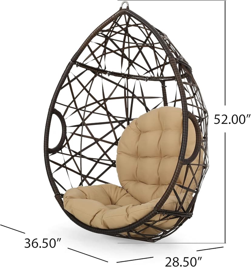 Christopher Knight Home CKH Wicker Tear Drop Hanging Chair, Brown
