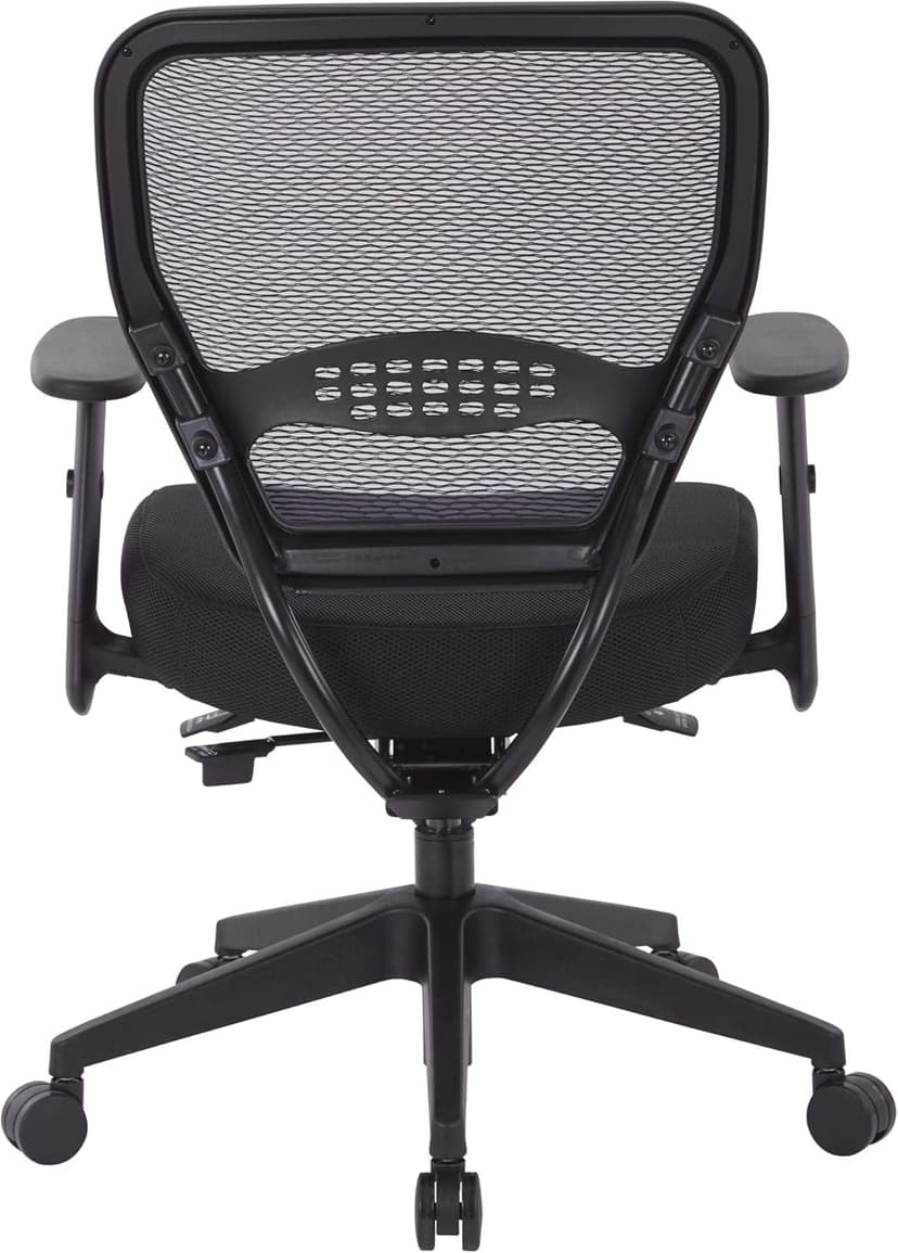 Space Seating AirGrid Back and Padded Mesh Seat, 2-to-1 Synchro Tilt Control, Adjustable Arms, Black