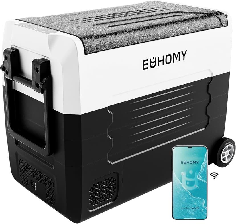 EUHOMY 12 Volt Refrigerator, 58QT(55L) 12V Fridge, Electric Cooler 12/24V DC 120-240V AC -4℉~68℉, 12V Freezer Removable Divider, Car Fridge For Camping, RV, Travel, Fishing, Outdoor