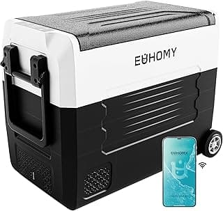 EUHOMY 12 Volt Refrigerator, 58QT(55L) 12V Fridge, Electric Cooler 12/24V DC 120-240V AC -4℉~68℉, 12V Freezer Removable Divider, Car Fridge For Camping, RV, Travel, Fishing, Outdoor