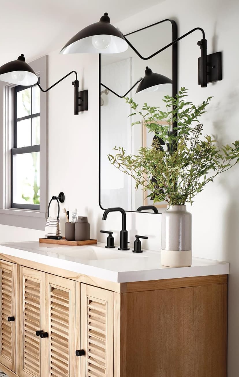 Moen Gibson Matte Black Two-Handle High Arc Widespread Bathroom Sink Faucet for 3-Hole Setups with Valve Included, TV6142BL