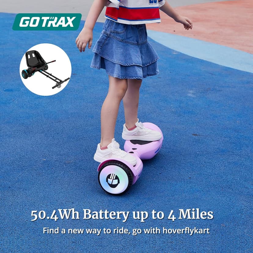 Gotrax Hoverboard with 6.5" LED Wheels & Headlight, Max 4/5 Miles Range, 6.2mph Power by Dual Brushless Motor, UL2272 Certified and 50.4Wh/65.52Wh Battery Self Balancing Scooters for 44-176lbs Kids