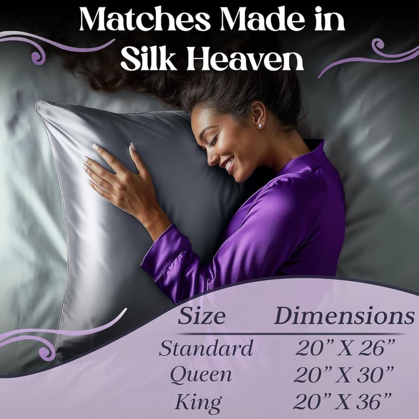 DECOLURE 100% Pure Mulberry Silk Pillow Case Standard Size – Highest Grade 30 Momme 6A+, Luxuriously Soft & Cooling Silk Pillowcase for Hair & Skin, Hypoallergenic, Breathable, Hidden Zipper (Silver)