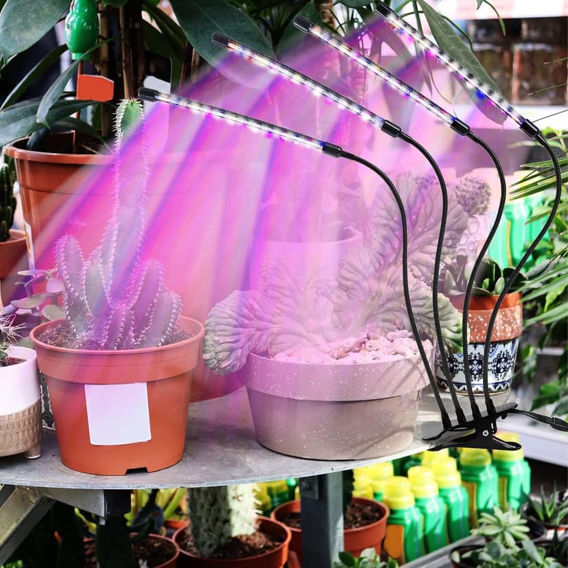 Grow Light for Indoor Plants - Upgraded Version 80 LED Lamps with Full Spectrum & Red Blue Spectrum, 3/9/12H Timer, 10 Dimmable Level, Adjustable Gooseneck,3 Switch Modes