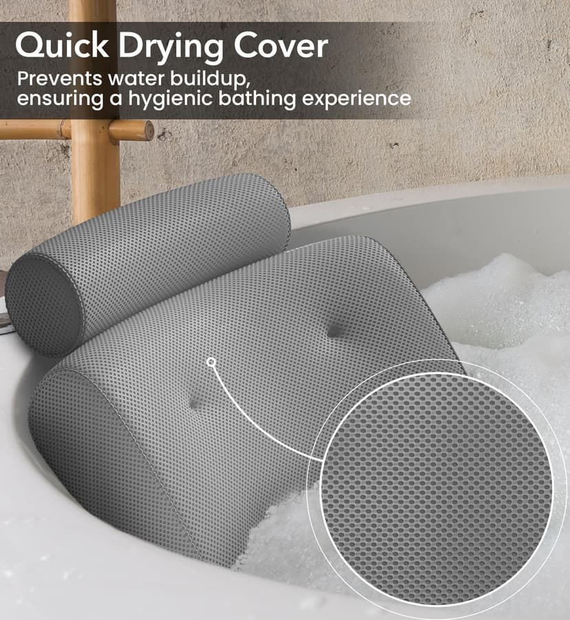 Everlasting Comfort Luxury Bath Pillow - Head, Neck, Back Soft Cushion for Bathtub, Spa & Relaxation