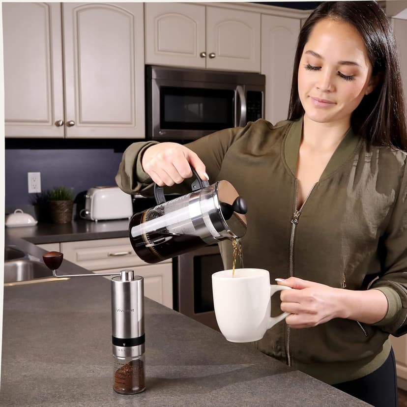 Manual Coffee Grinder — Hand Coffee Grinder with Adjustable Dragon Tooth Stainless Steel Conical Burr, No-Power, Manual Coffee Grinder for Drip Coffee, Espresso, French Press, and More!