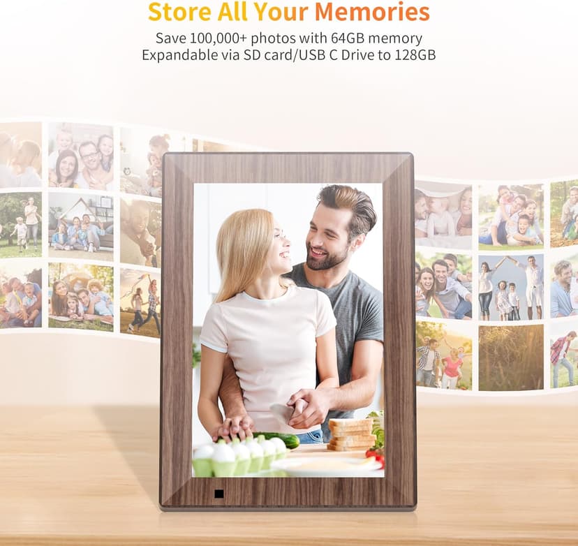 10.1 Inch Smart Digital Picture Frame,1280x800 HD IPS Touch Screen,64GB Large Storage,2GB RAM, WiFi Digital Photo Frame Load from Phone, Motion Sensor, Auto-Rotate, Digital Frame