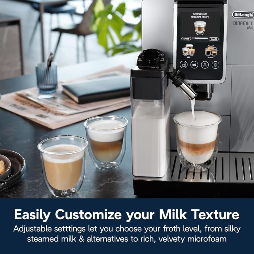 De'Longhi Dinamica Plus Espresso & Coffee Machine, Automatic Milk Frother, 24+ One Touch Recipes, Enjoy Lattes, Cappuccinos, and more, ECAM38085SB