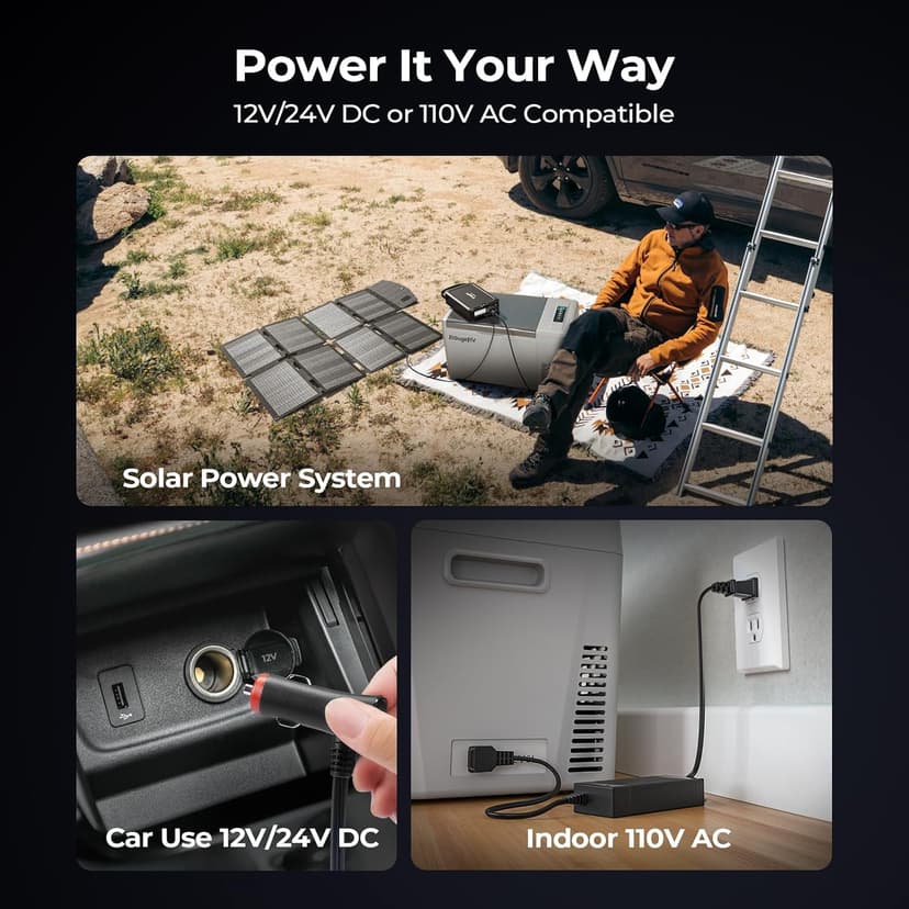 BougeRV 12 Volt Refrigerator 12V Car Fridge 23 Quart Portable Freezer Compressor Cooler 12/24V DC 110~240 Volt AC for Truck Van RV Camper SUV Travel Camping Road Trips Tailgating -8℉~50℉