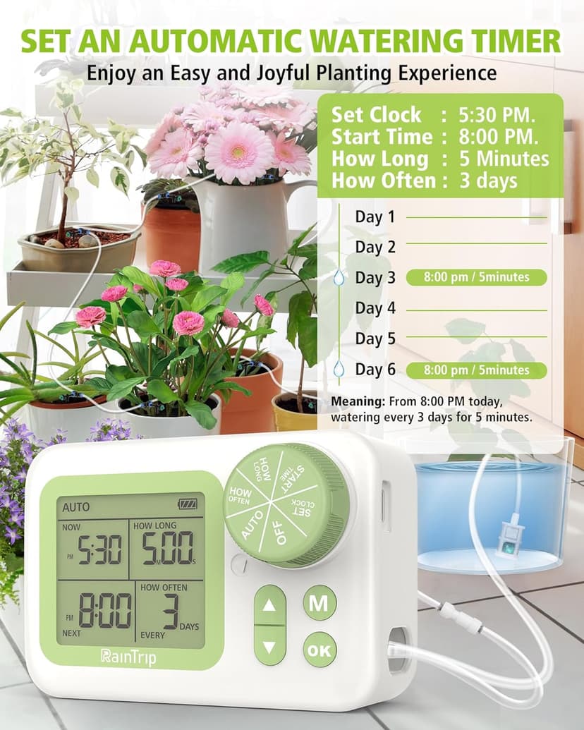 Greennote Automatic Watering System for Indoor Plants - DIY Quick-Connect Kit with Stabilized Flow Emitters, 15 Potted Houseplants Support, Effortless Setup