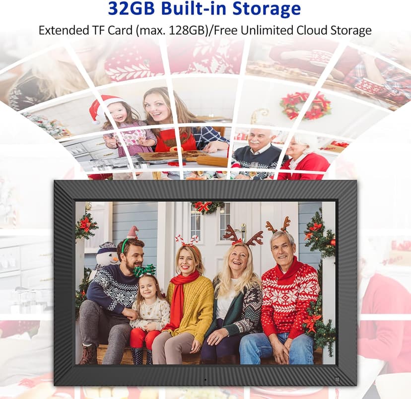 Digital Picture Frame 19-inch Large-Digital-Photo-Frame - Picture Frame Digital Slideshow with 32GB, Dual-WiFi Touch Screen, Wall Mountable, Send Photos Videos Via App Email, Gift for Mom and Dad