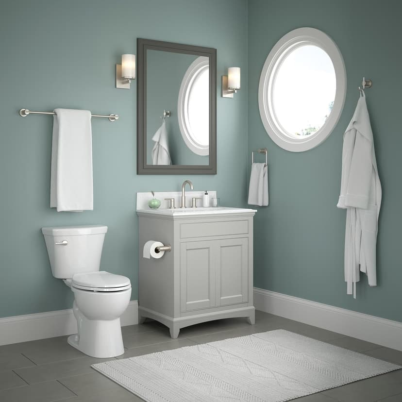 Delta FAUCET NIC64-DN Nicoli 4-Piece Bath Hardware Set 18 to 24 in. Towel Bar, Toilet Paper Holder, Towel Ring, Towel Hook in Brushed Nickel
