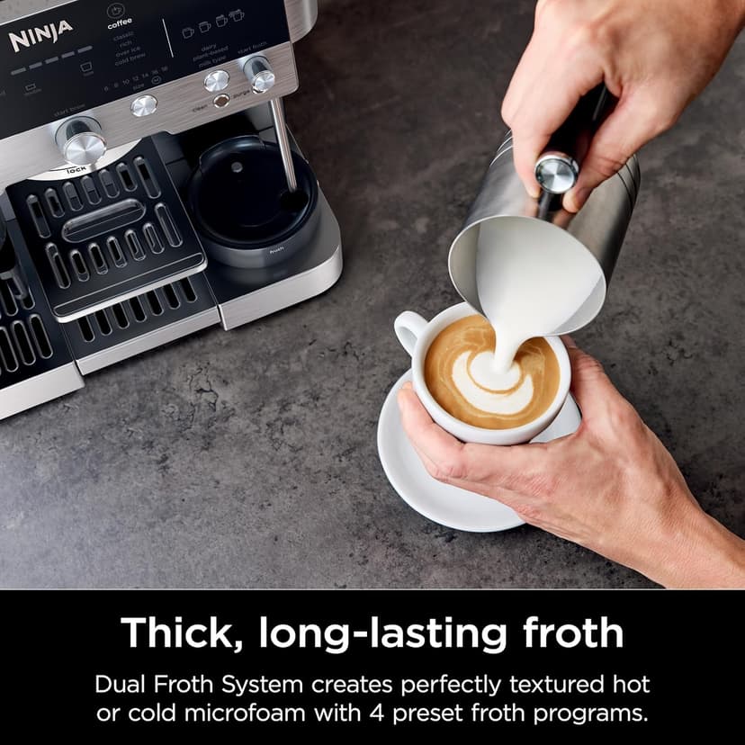 Ninja Espresso Machine and Drip Coffee Maker| Luxe Café Premier Series | Integrated Coffee Grinder, Milk Frother, Assisted Tamper & Built-In Espresso Accessory Storage | Stainless Steel | ES601