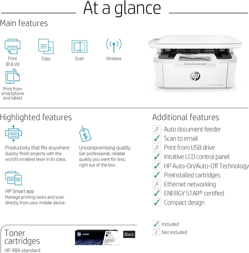 HP LaserJet Pro M29w Wireless All-in-One Laser Printer, Works with Alexa (Y5S53A)