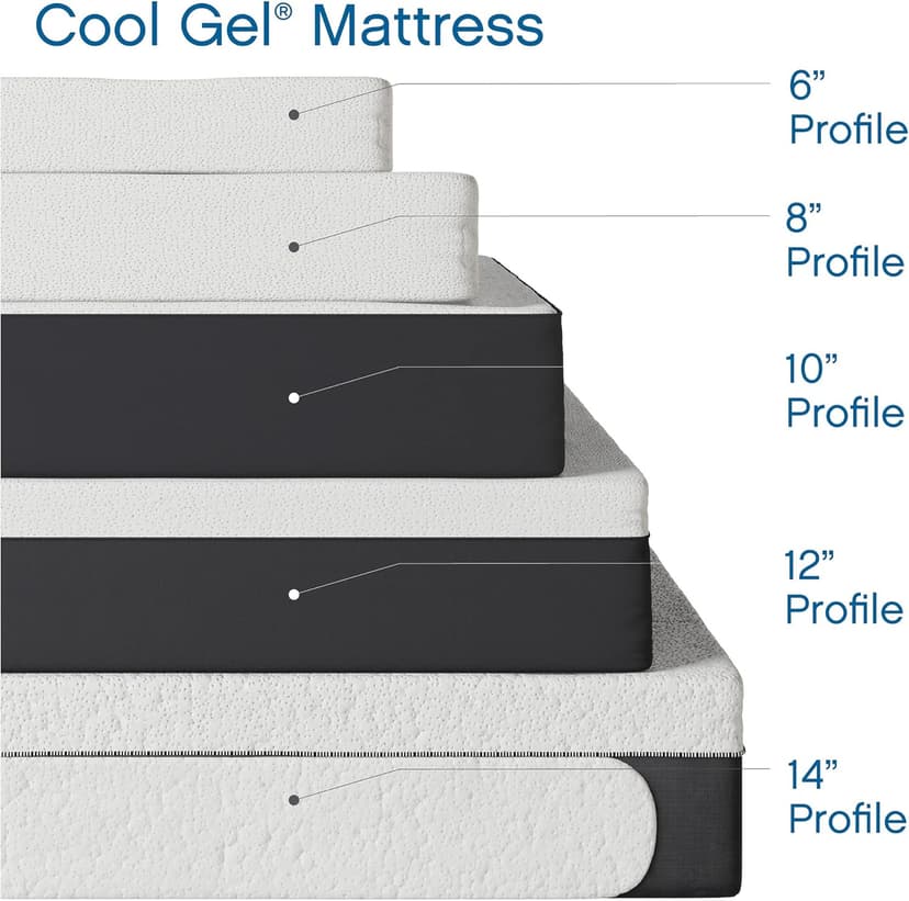 COOL GEL 8 Inch Short Queen Memory Foam Mattress Medium Firm, Memory Foam Mattress Short Queen Size Cooling, Made in the USA, 8" Depth with Pressure Relief, CertiPUR-US Certified, CoolGel Bed