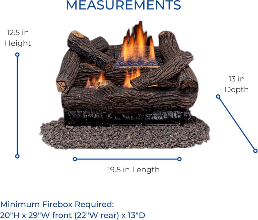 Duluth Forge DLS-18R-2 Dual Fuel Ventless Fireplace Logs Set with Remote Control, Use with Natural Gas or Liquid Propane, 30000 BTU, Heats up to 1000 Sq. Ft, Stacked Red Oak, 18 Inches
