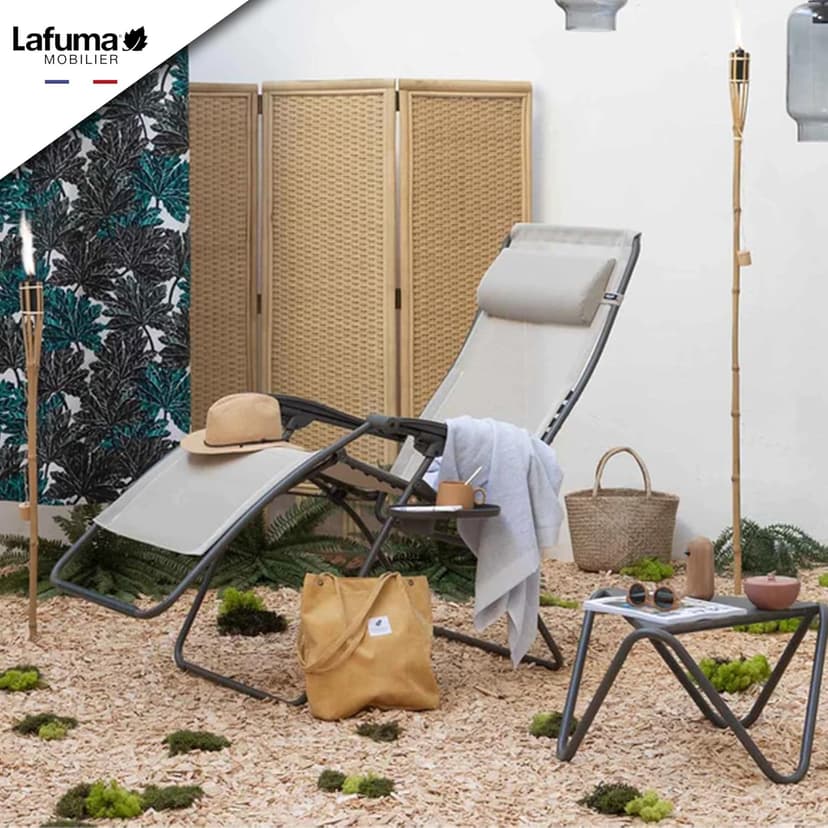 Lafuma Futura LFM3118 8548 Zero Gravity Outdoor Steel Framed Lawn Patio Recliner Folding Lounge Chair with Batyline Canvas, Seigle Grey