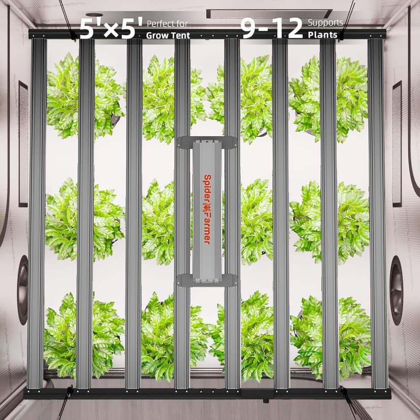 Spider Farmer G1000W Commercial Grade Cost-Effective 1000W LED Grow Lights, 2025 Upgraded App Remote Control, Vertical Farming Co2 Bar LED Growing Lamp, 4x4 & 5x5 Coverage