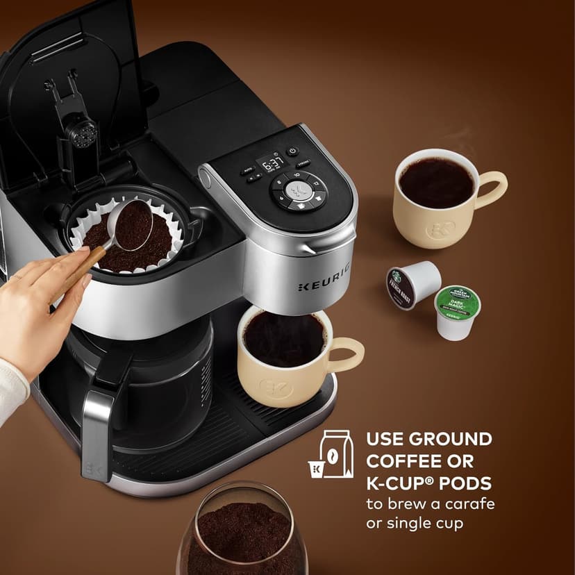 Keurig K-Duo Special Edition Single Serve K-Cup Pod & Carafe Coffee Maker, Multiple Brew Sizes, Sleek Silver Colored Finish, 60oz Removable Reservoir, Silver