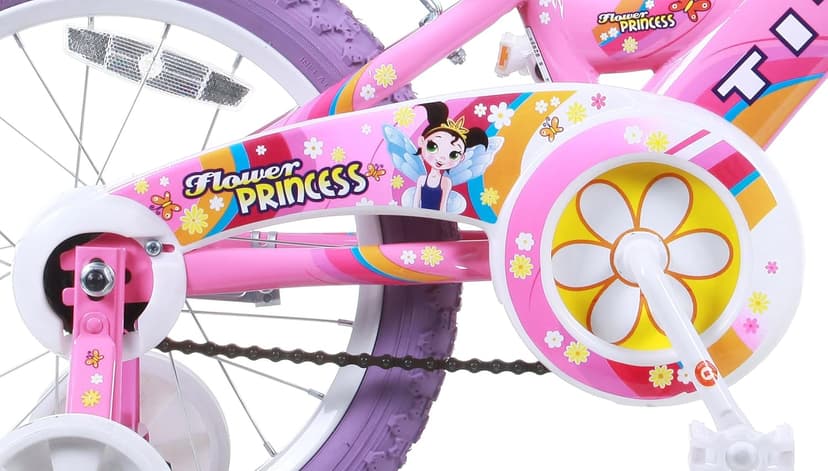 Titan Girls BMX Bike for Kids Ages 4-7, 16-Inch Wheels, 9-Inch Frame, Training Wheels, Toy Seat, Doll Basket, Streamers, First Bike, Princess Bicycle, Gift for Girls