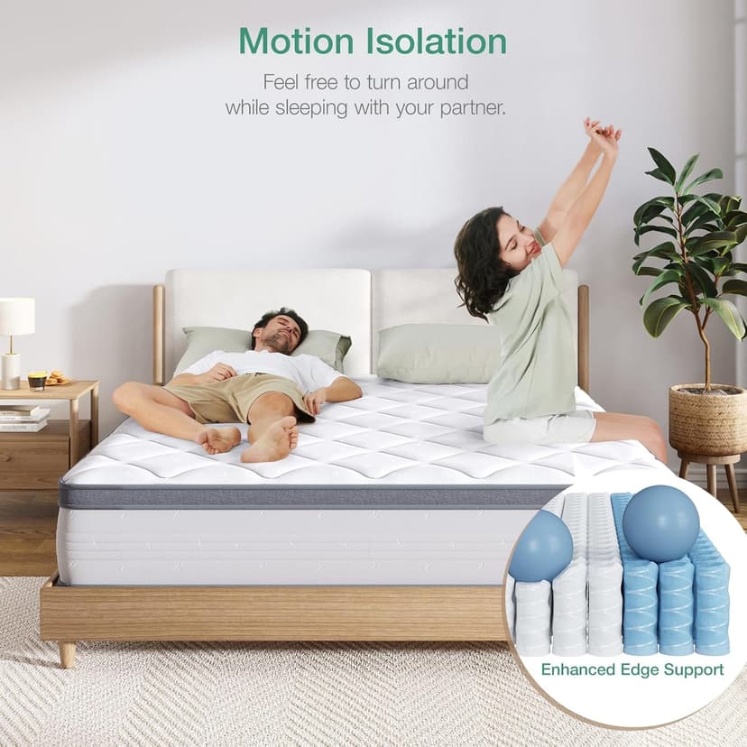 Novilla Twin Mattress, 10 Inch Twin Hybrid Mattress for Kids, Pocket Innerspring Pillow Top Mattresses for Motion Isolation, Pressure Relief & Edge Support,Soft Feel but Supportive
