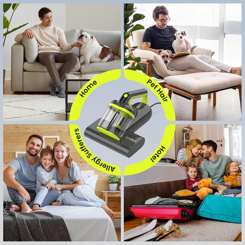 Mattress Vacuum Cleaner UV for Pet Hair,16kPa Power Suction Bed Vacuum,140°F Heated Function,Ultrasonic High Tapping with HEPA Filter,Bed Vacuum Cleaner for Sofa, Couch, Crib(Corded,4.5Amp)