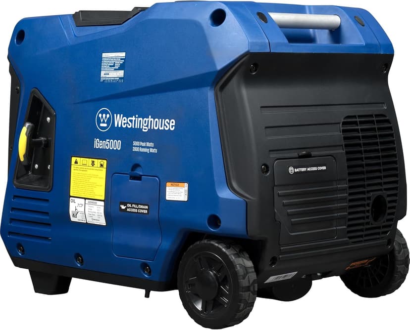 Westinghouse 5000 Peak Watt Super Quiet Portable Inverter Generator, Remote Electric Start with Auto Choke, Wheel & Handle Kit, RV Ready, Gas Powered, Parallel Capable