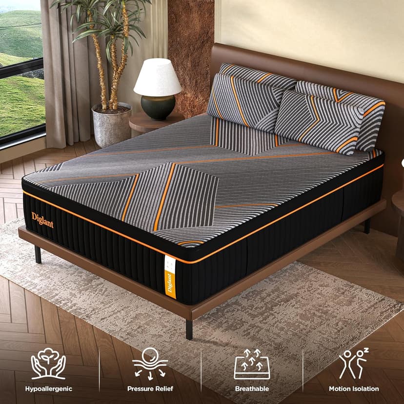Queen Mattress, 14 Inch Plush Hybrid Mattress Memory Foam with Individually Pocket Springs Queen Size Mattress in Box, Plush Mattress for Pressure Relief,CertiPUR-US Certified,Edge Support