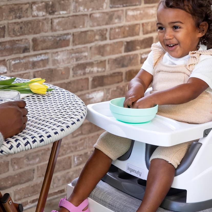 Ingenuity Baby Base 2-in-1 Booster Feeding and Floor Seat with Self-Storing Tray - Slate