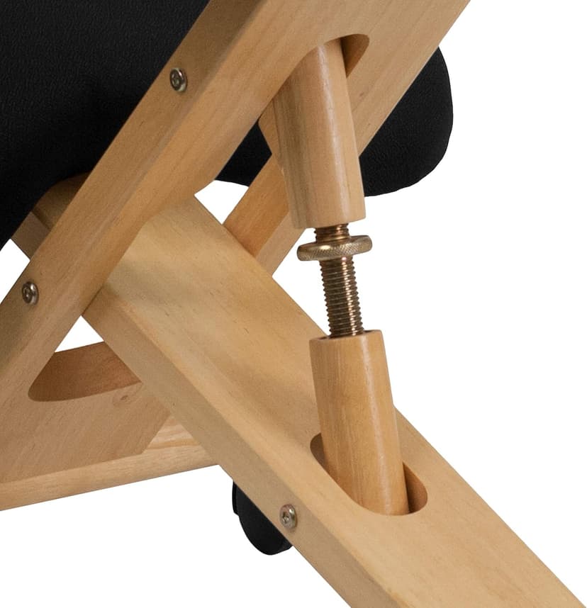 Flash Furniture Posey Mobile Wooden Kneeling Office Chair for Improved Posture, Height-Adjustable Ergonomic Office Kneeling Chair, Natural/Black