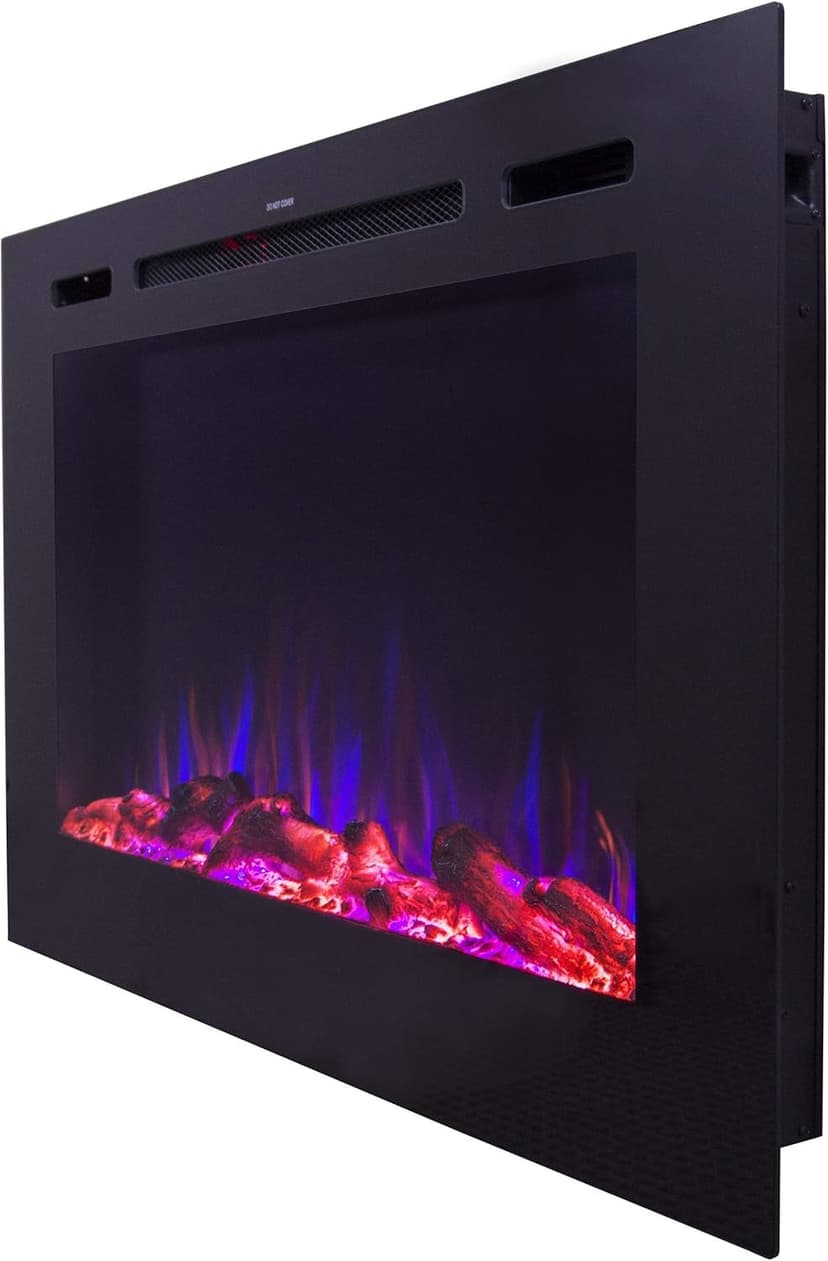 Touchstone Smart Electric Fireplace-The Forte 40" Recessed Mounted-30 Realistic Ember Color/Flame Options-1,500W Heater w/Thermostat-Black-Log & Crystal Hearth Options-Alexa/WiFi Enabled