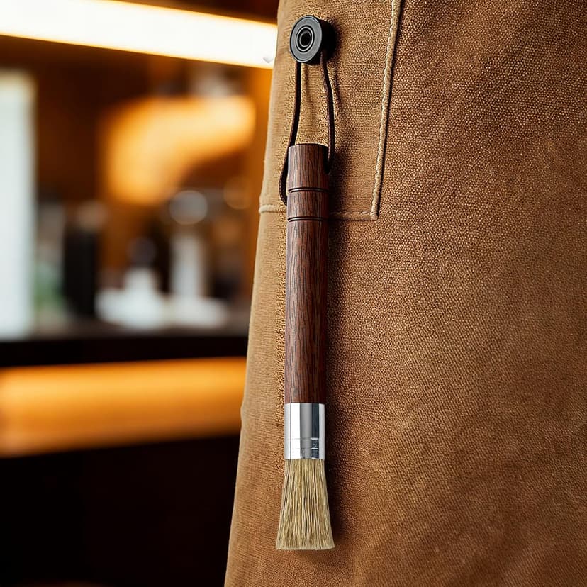 Coffee Grinder Cleaning Brush Set, Espresso Machine Brush Cleaner Tool with Walnut Wood Handle and Natural Bristles for Barista Home Kitchen