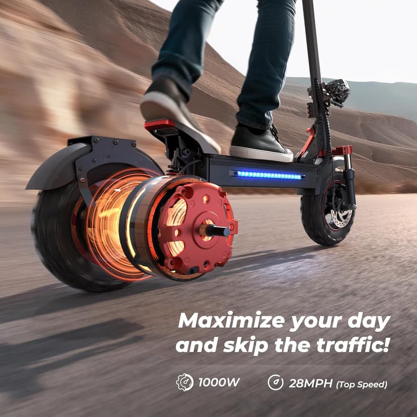 iScooter Electric Scooter, 40/43/50 Miles Long Range & 28/38 MPH Top Speed E Scooter, 10/11/12" Offroad Pneumatic Tire Scooter for Adults with Turn Signals, Double Braking Systems, APP and Storage Bag