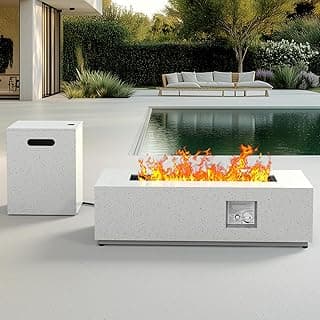 Ciays 43Inch Propane Fire Pit, 50000 BTU Outdoor Gas Fire Pit Table with CSA Certification, Glass Rocks, Rectangular Heater for Patio, Backyard, Deck, Balcony, with Waterproof Cover & Adjustable Legs