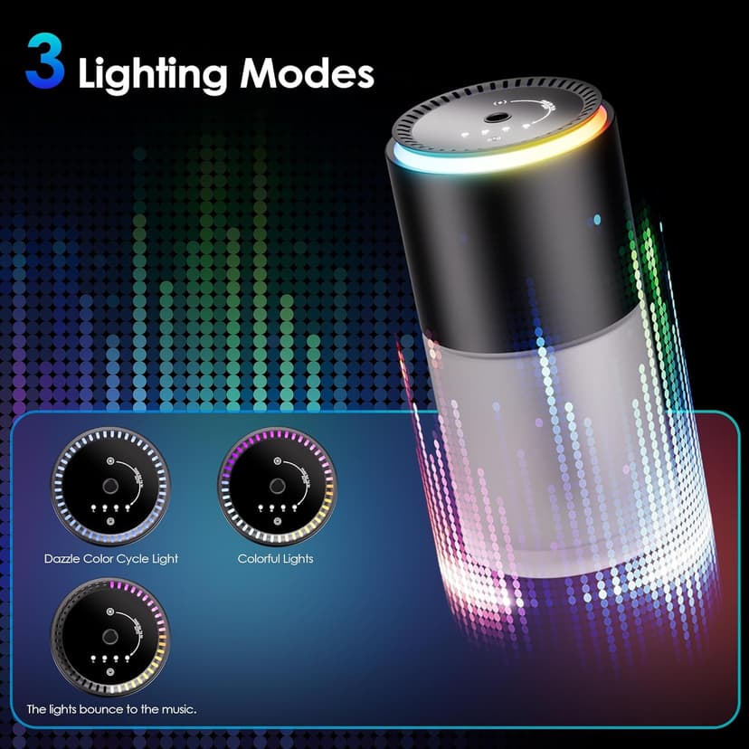 Car Air Freshener, Smart Car Air Freshener,car Diffuser with 150 ML (5oz) Capacity Multi-fragrance,RGB Music Syncing Light, Auto On/Off (Cologne)