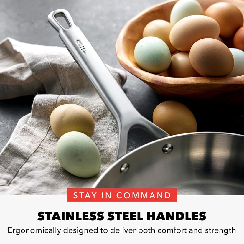 GreenPan x Bobby Flay 10 Piece Stainless Steel Cookware Set, Tri-Ply Multiclad Pots & Pans, Professional Grade, Oven & Broiler Safe to 600°F, Dishwasher Safe, Durable, Induction Compatible, Silver